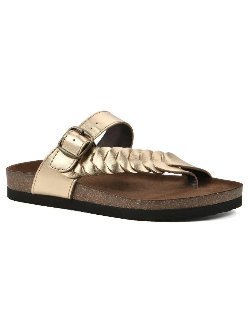 Happier Womens Leather Footbed Sandals Braided Thong Gold 10 MSRP $60